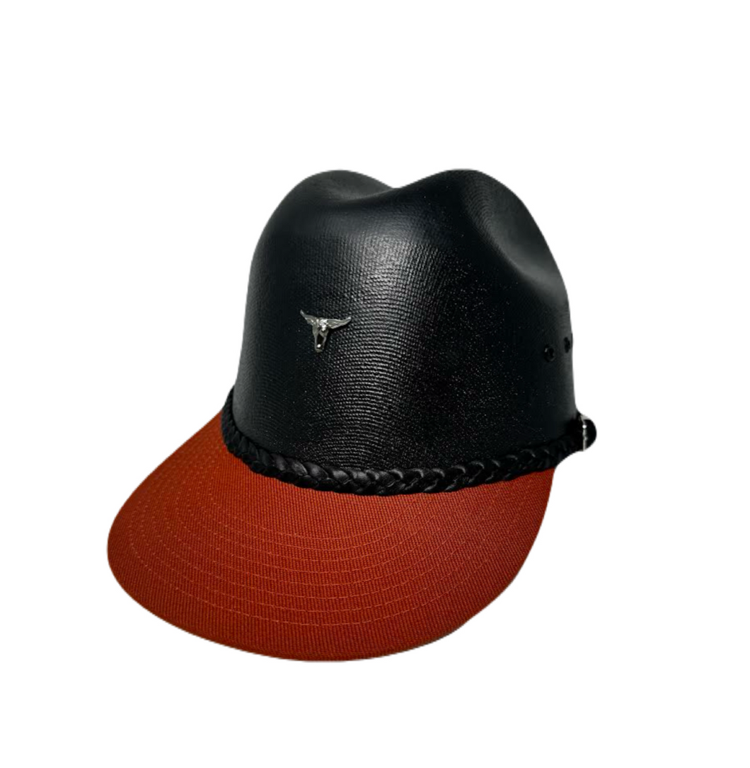 Burnt orange/ black steer head cap