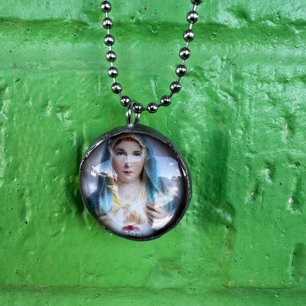 Sacred Heart / Virgin Mary chain and pendant