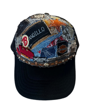 Load image into Gallery viewer, FLAME PATCHWORK BLACK TRUCKER
