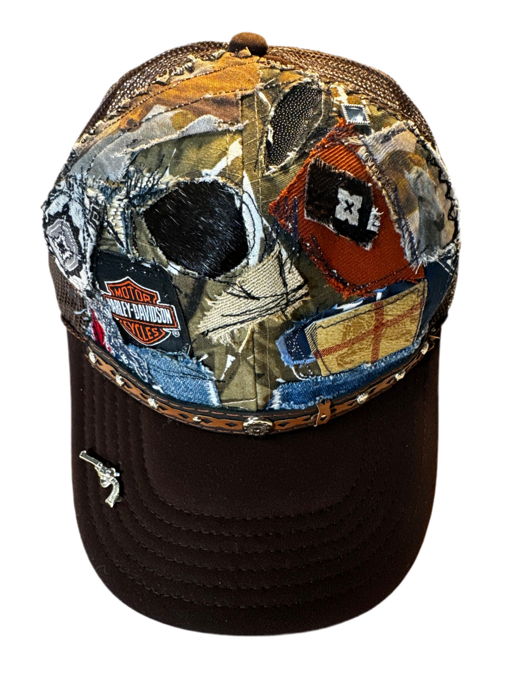 HARLEYPATCHWORK BROWN TRUCKER