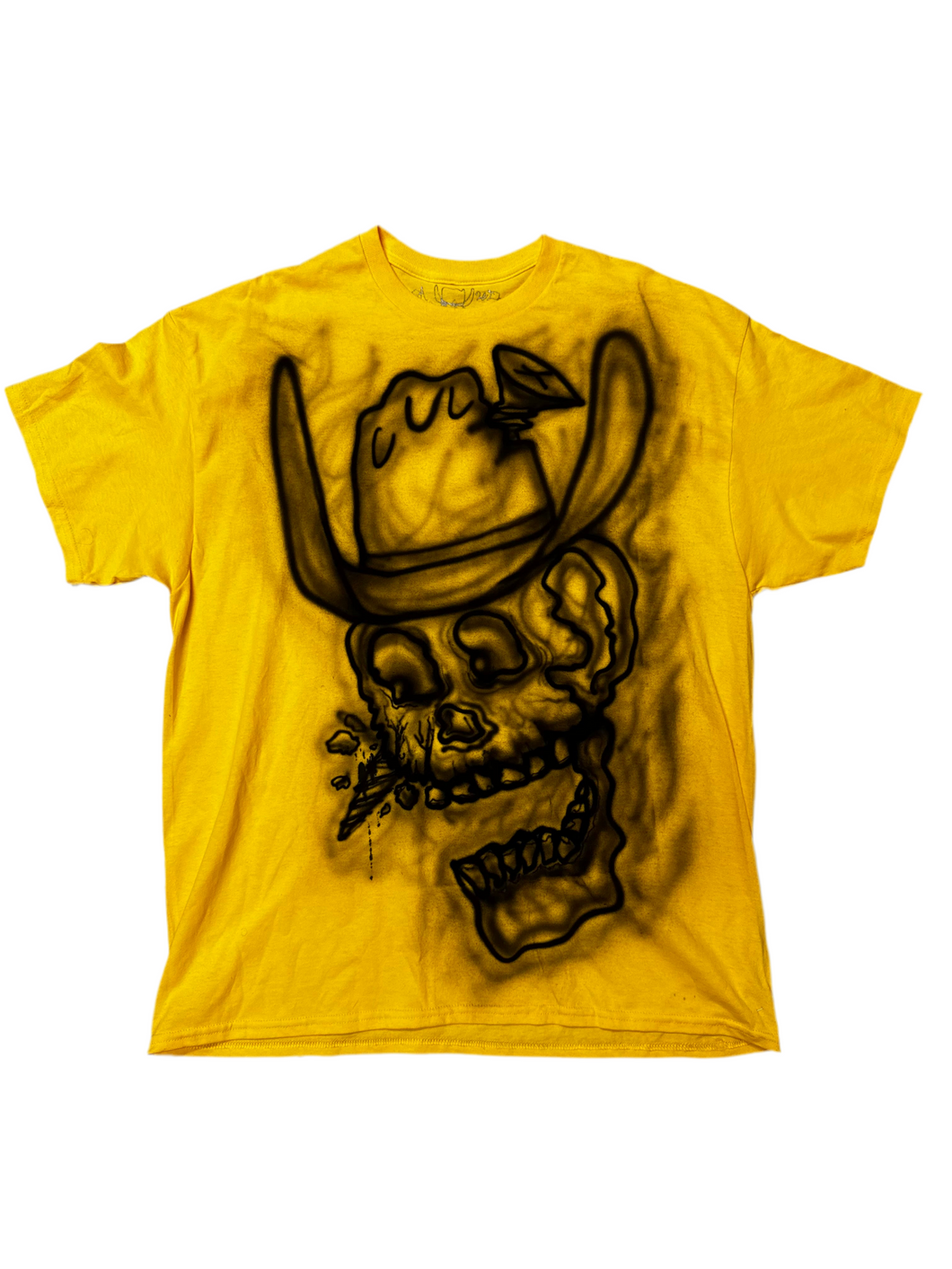 Yellow air brushed Screwboy tee (XL)