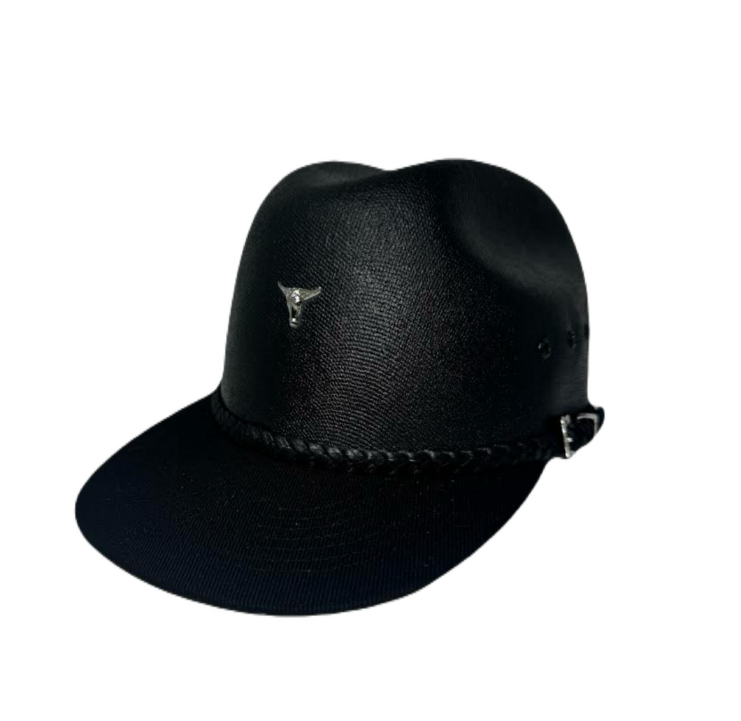 Black on black steer head cap