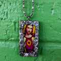 Jesus / stained glass cross chain and pendant