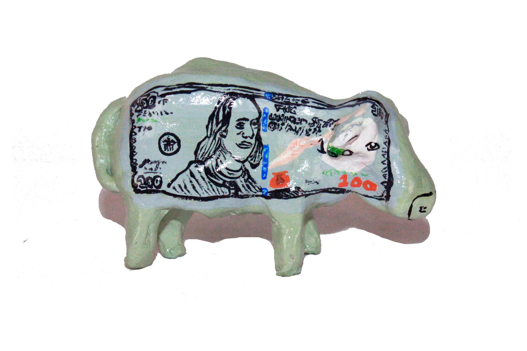 LARGE CASH COW SCULPTURE ART